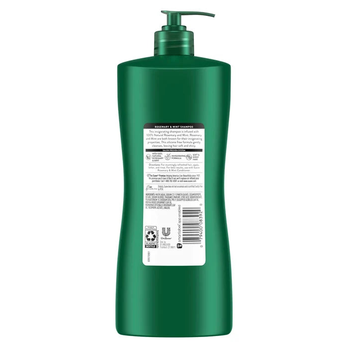 SUAVE 100% Natural Rosemary & Mint Invigorating Shampoo شامبو طبيعي 100% بخلاصة إكليل الجبل والنعناع المنعش من سواف