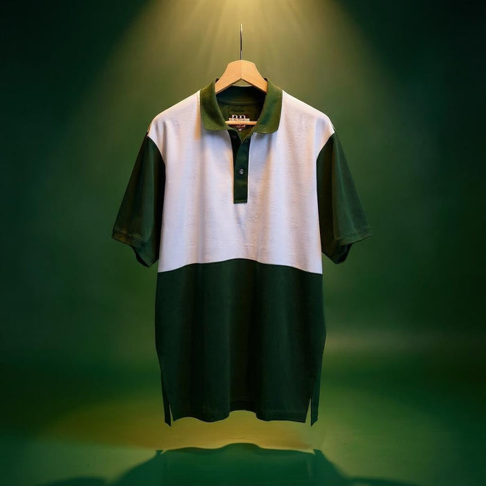 Suave White & Green Polo Tshirt