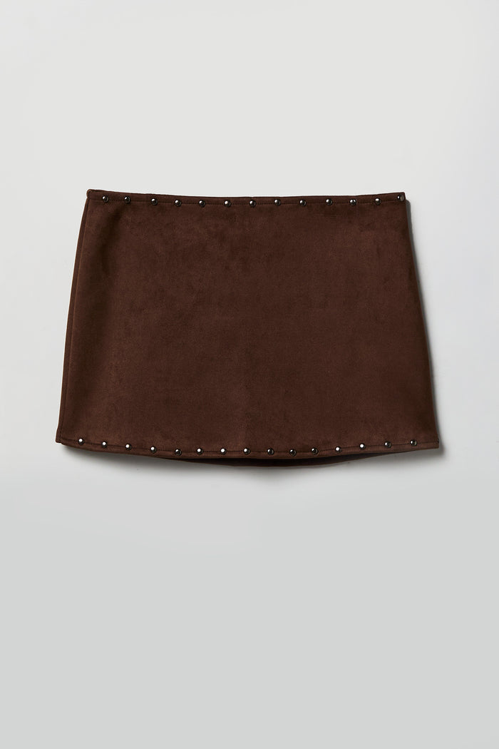 Suede Studded Halter Mini Skort