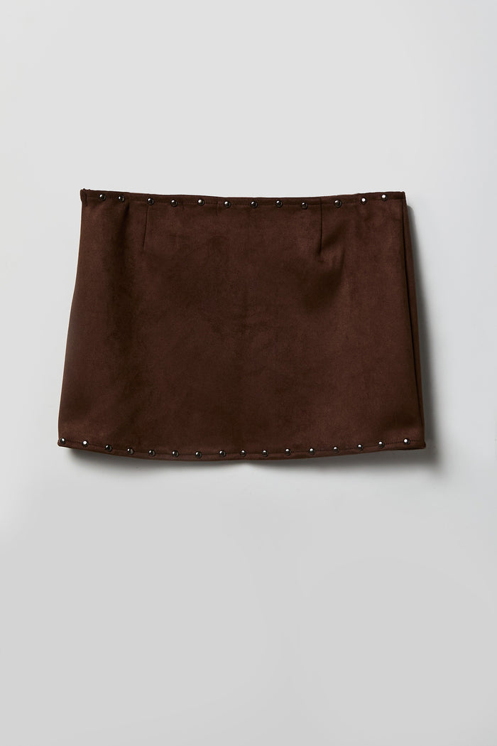 Suede Studded Halter Mini Skort