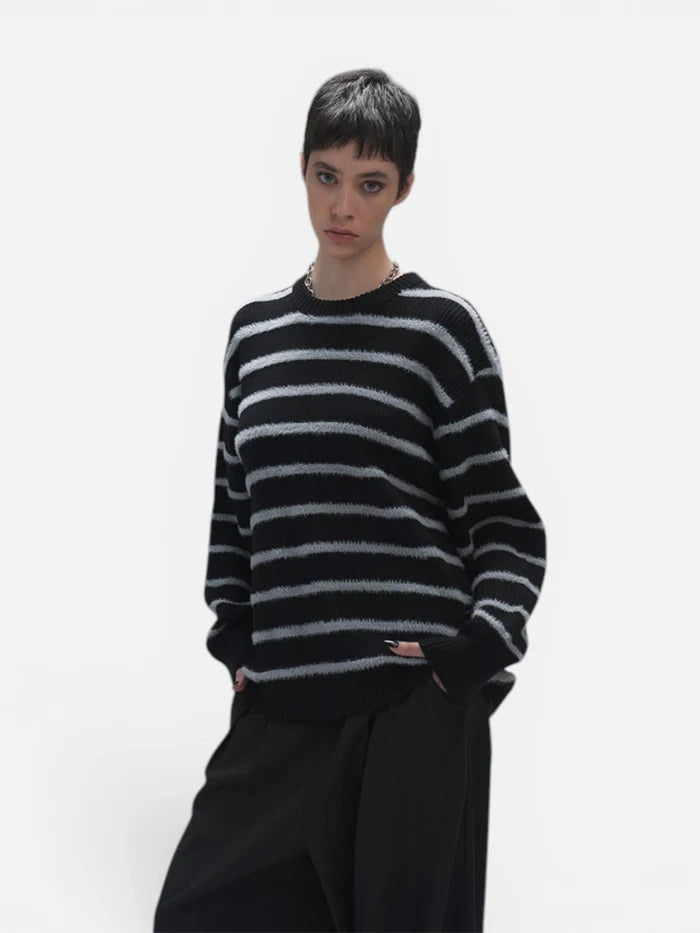 Sweater Luxo Rayas Finas Gris/Negro