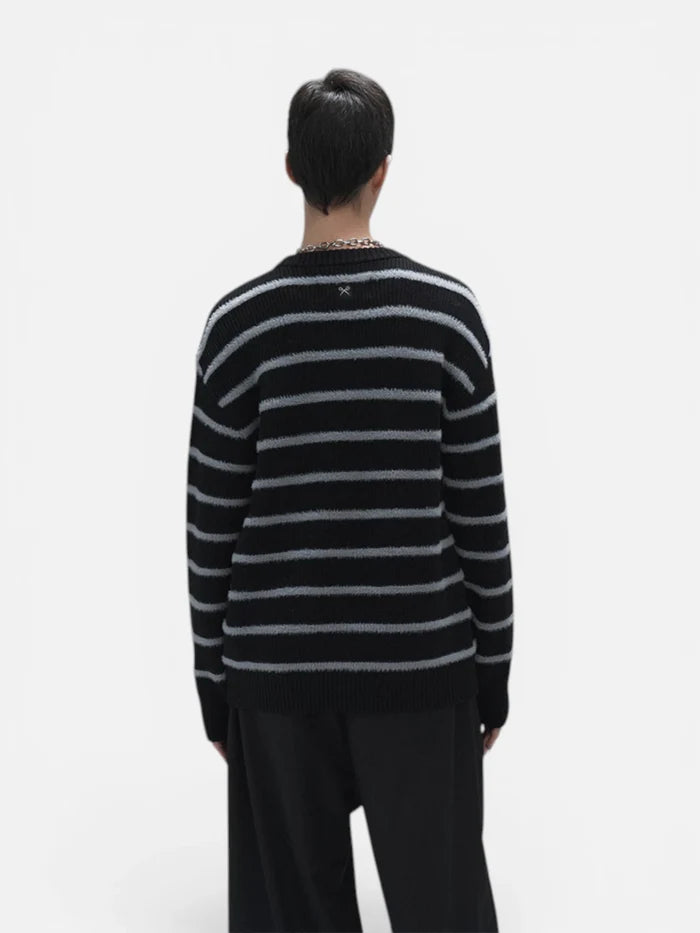 Sweater Luxo Rayas Finas Gris/Negro