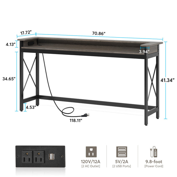 Table console de 71 pouces avec ports de chargement
