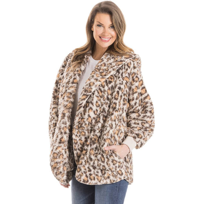 Tan Leopard Lightweight BODY WRAP with Hood and Pockets