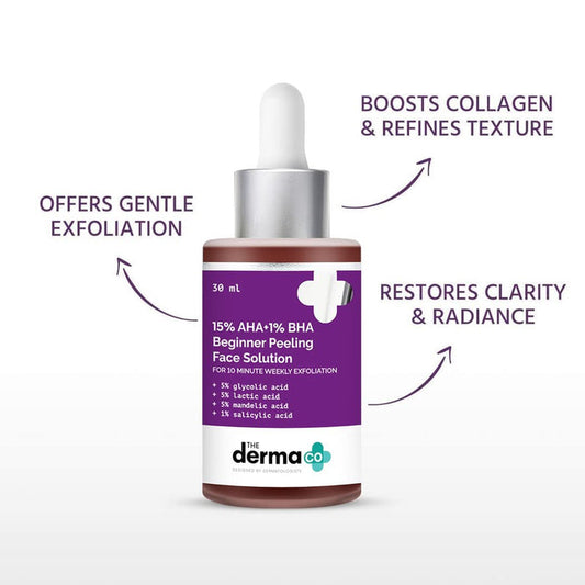 The Derma Co 15% AHA +1% BHA Beginner Face Peeling Solution 30ml