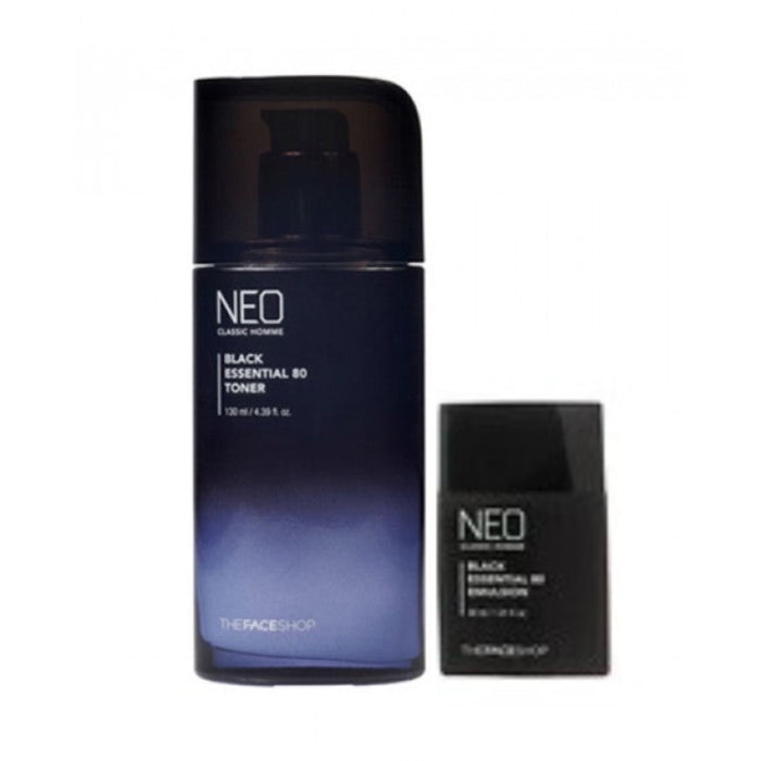 The Face Shop Neo Classic Homme Black Essential Toner 130 ml + toner 30 ml تونر البشرة مع مستحلب حجم ميني من ذا فيس شوب