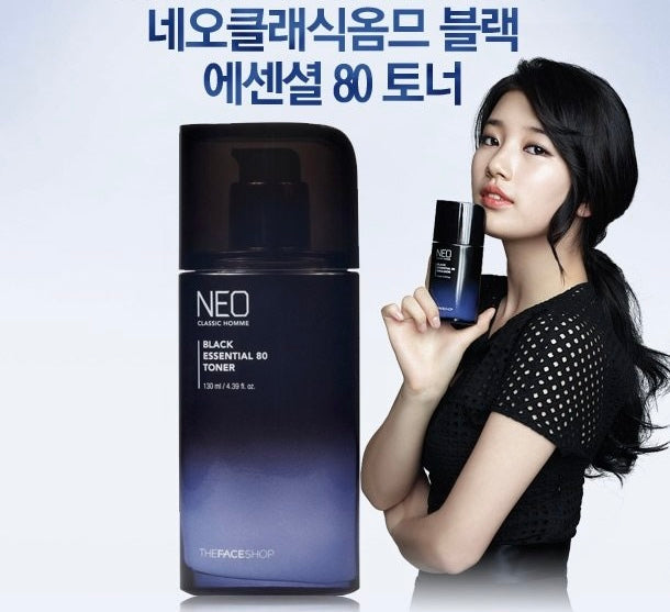 The Face Shop Neo Classic Homme Black Essential Toner 130 ml + toner 30 ml تونر البشرة مع مستحلب حجم ميني من ذا فيس شوب