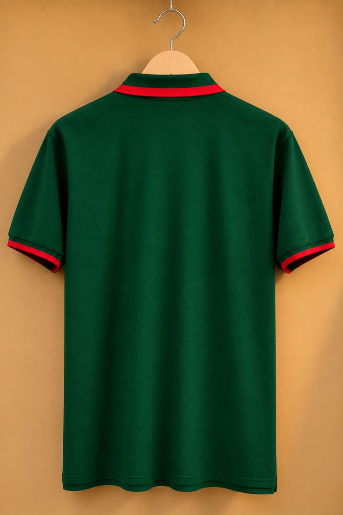 The Luxe Forest Striped Collar Polo Tshirt