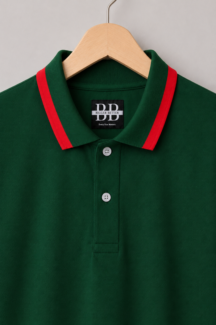The Luxe Forest Striped Collar Polo Tshirt