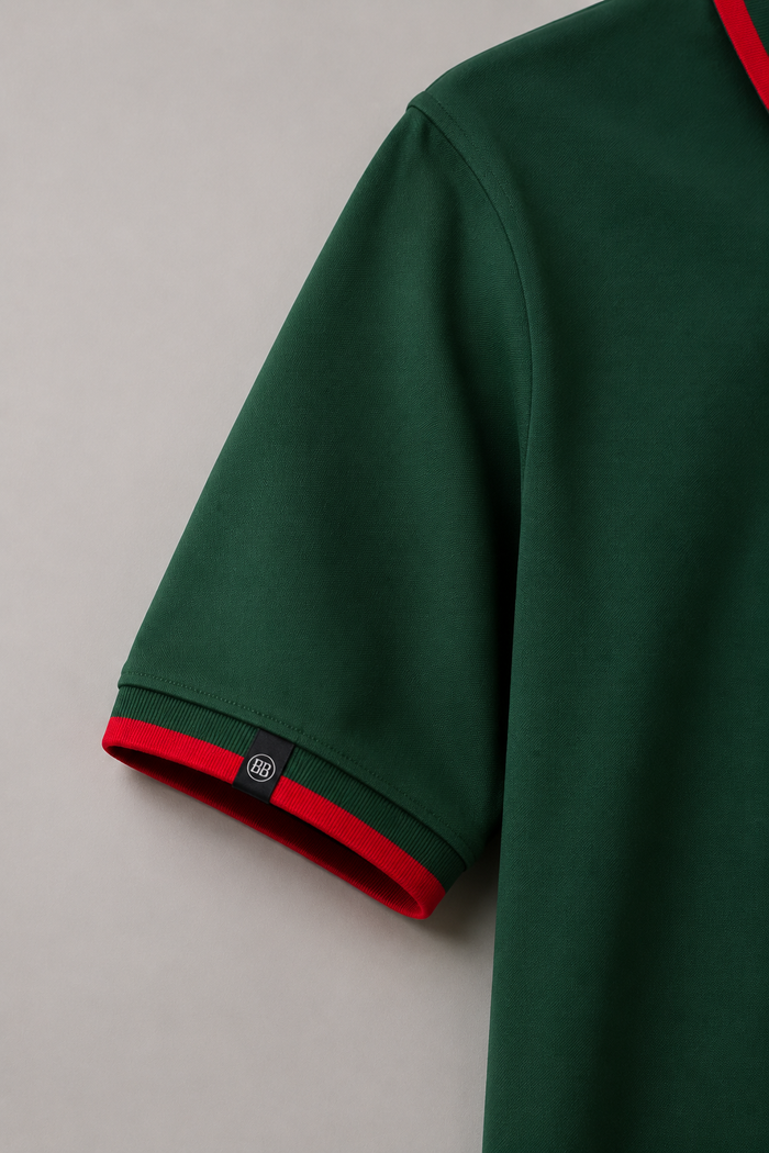 The Luxe Forest Striped Collar Polo Tshirt