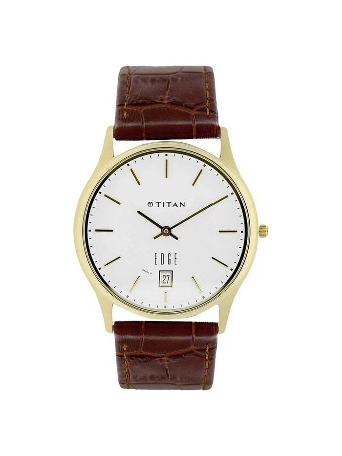 Titan Edge Round White Dial Analog Watch - NT1683YL01