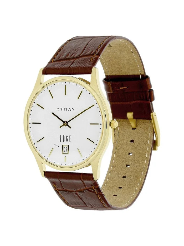Titan Edge Round White Dial Analog Watch - NT1683YL01