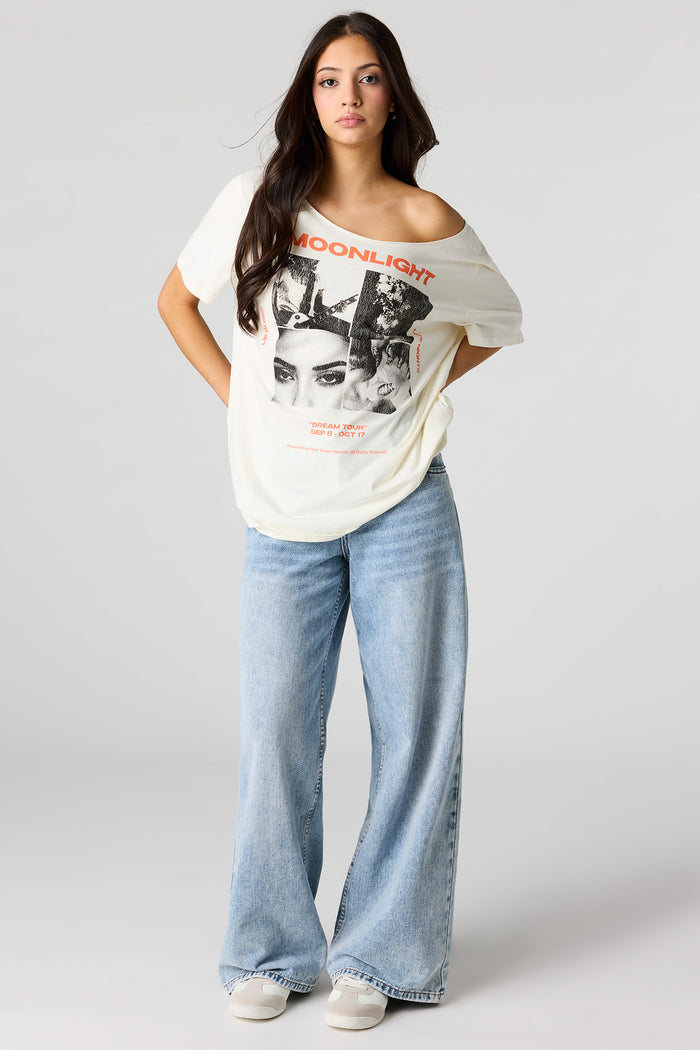 Tour Graphic Off Shoulder T-Shirt