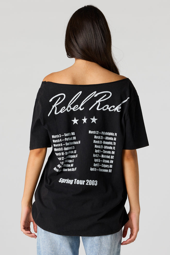 Tour Graphic Off Shoulder T-Shirt