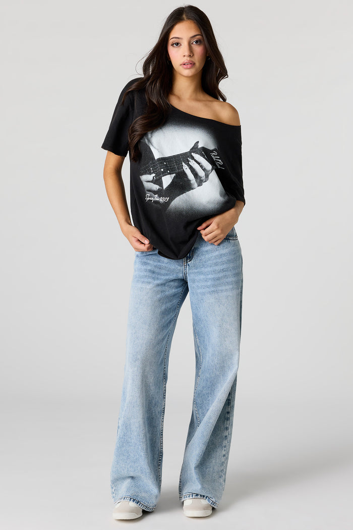Tour Graphic Off Shoulder T-Shirt