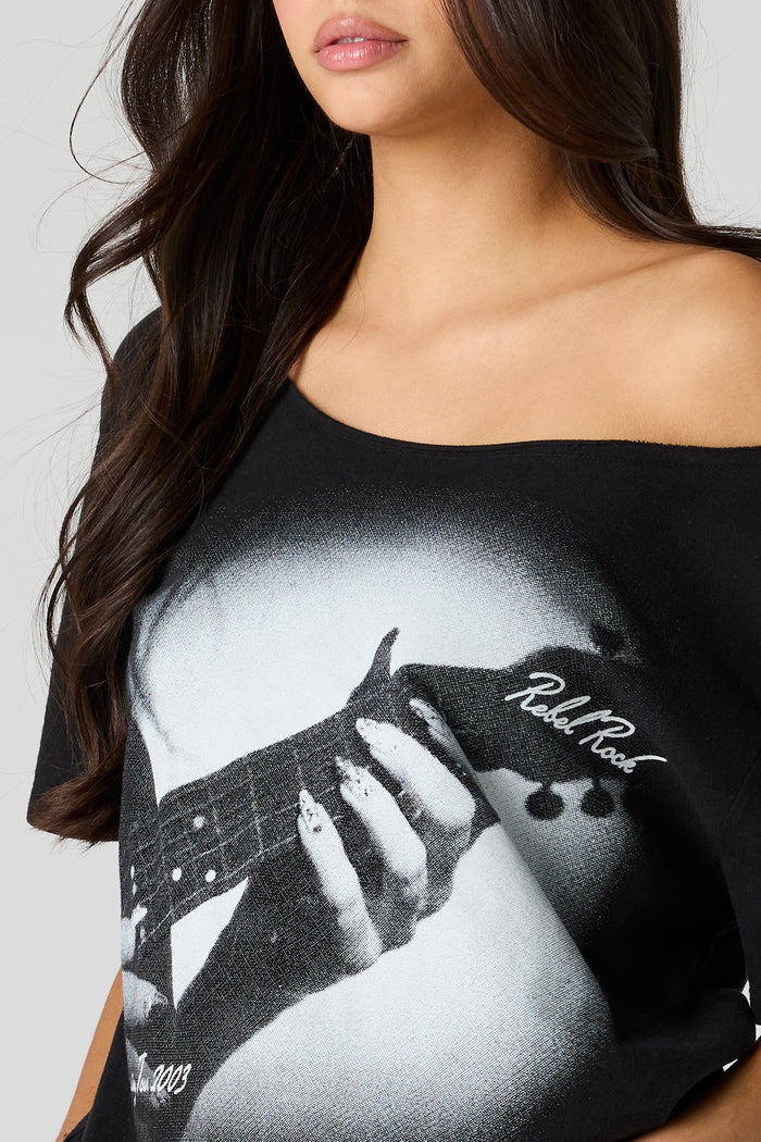 Tour Graphic Off Shoulder T-Shirt