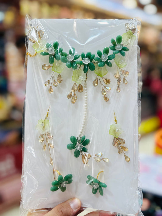 Trendy Acrylic Crystal Shine Flower Jewellery 01