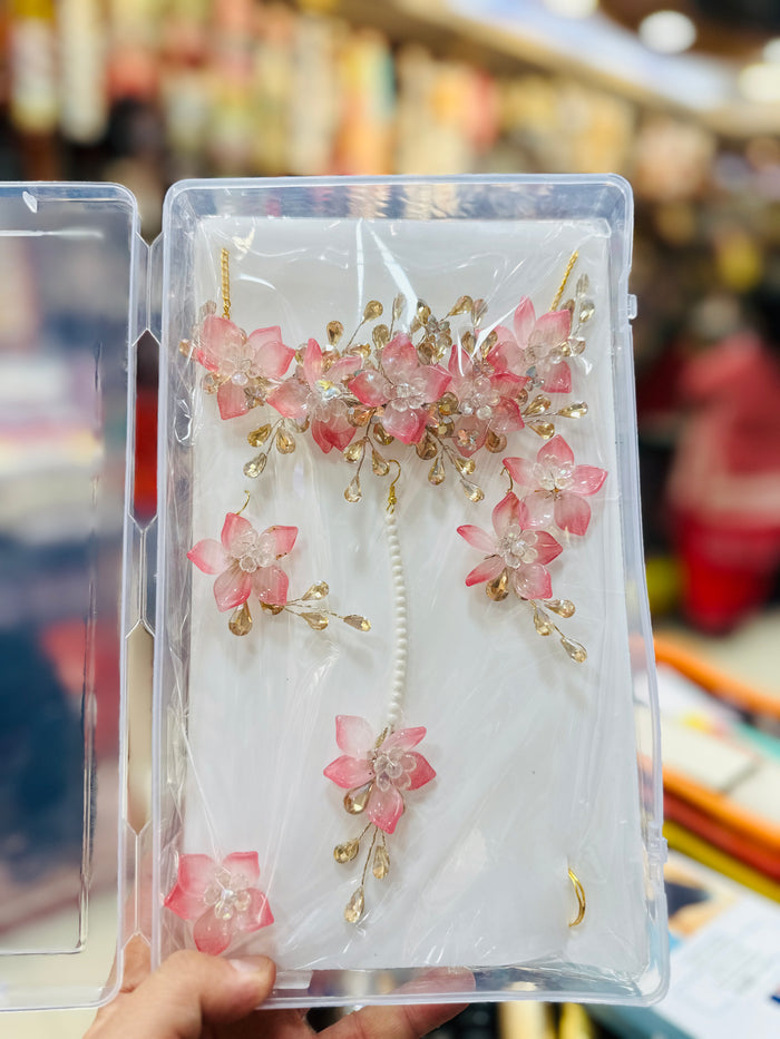 Trendy Acrylic Crystal Shine Flower Jewellery 06