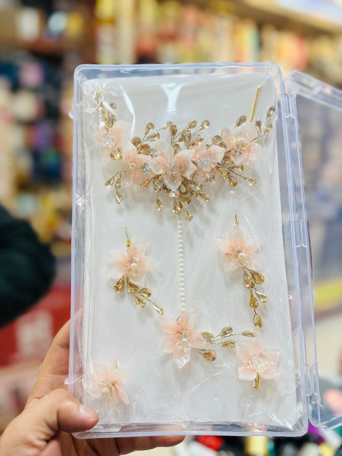 Trendy Acrylic Crystal Shine Flower Jewellery 07