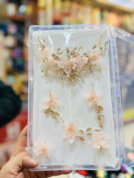 Trendy Acrylic Crystal Shine Flower Jewellery 07
