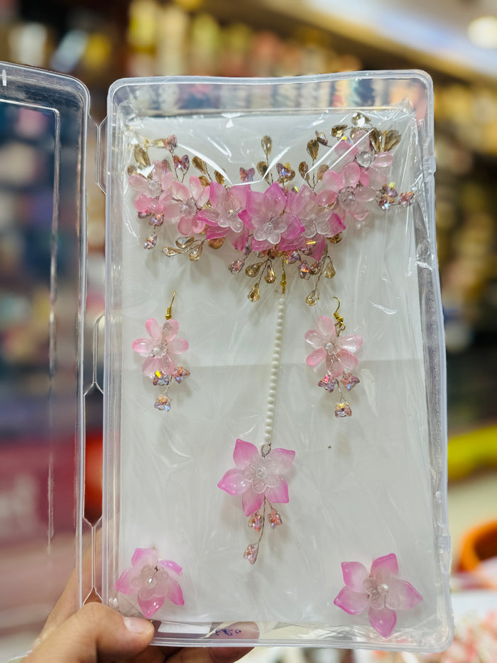 Trendy Acrylic Crystal Shine Flower Jewellery 09