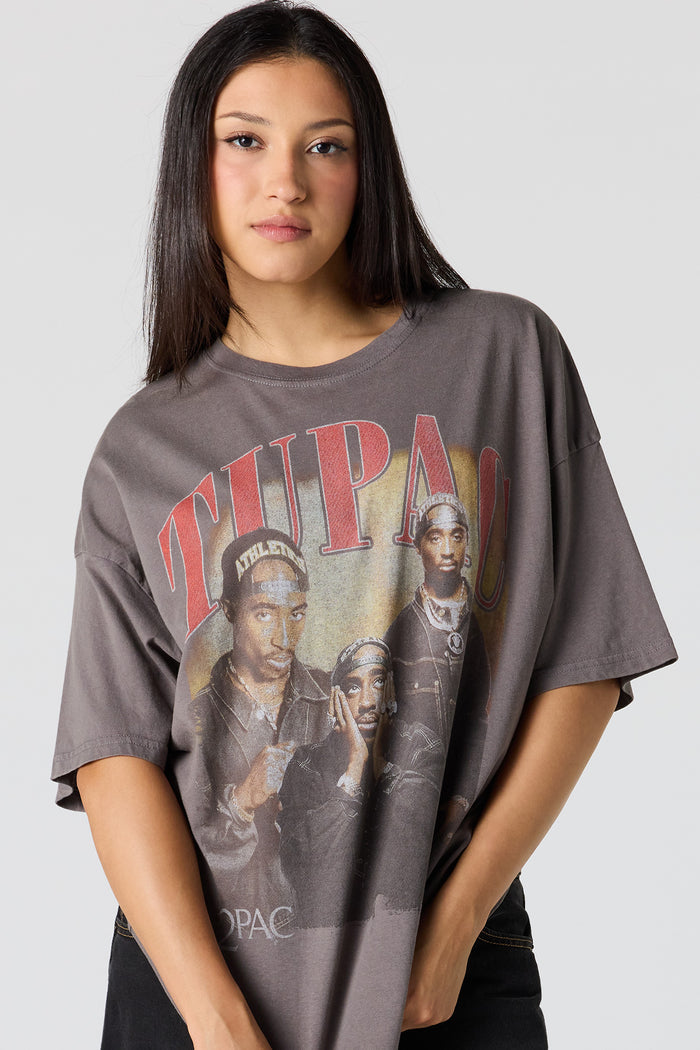 Tupac Graphic Washed Oversized T-Shirt