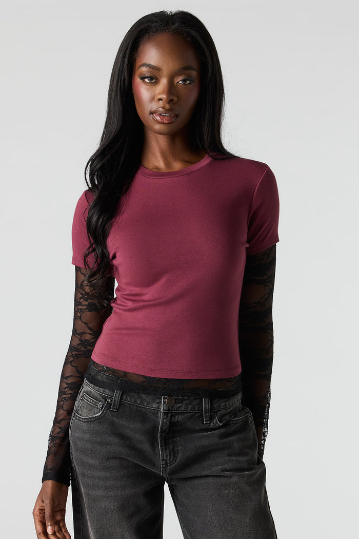 Twofer Lace Long Sleeve Top