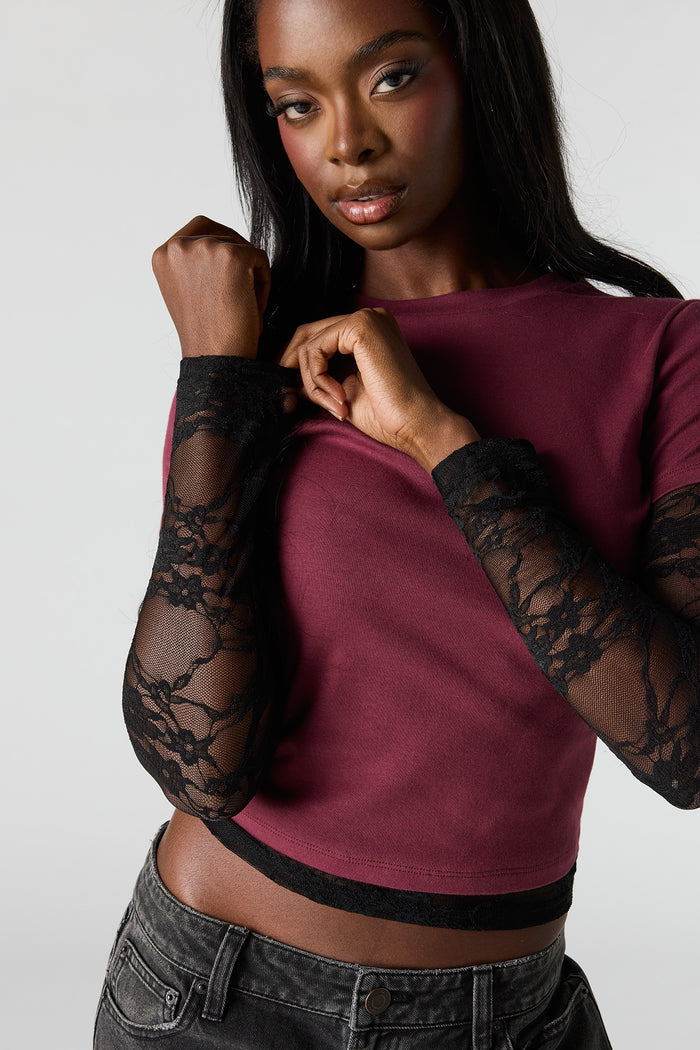 Twofer Lace Long Sleeve Top