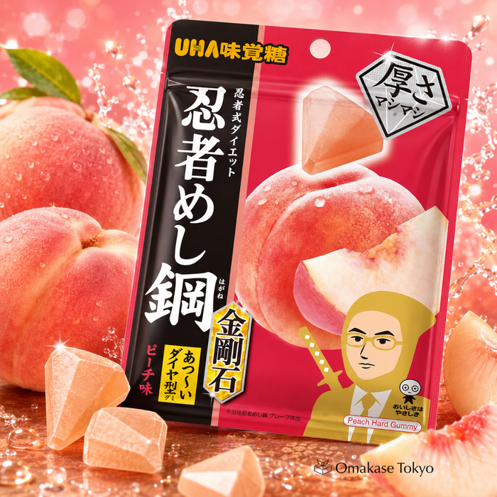 UHA Ninja Meishi Steel Kongoite Peach Gummy Candy, 45 g × 10 Bags