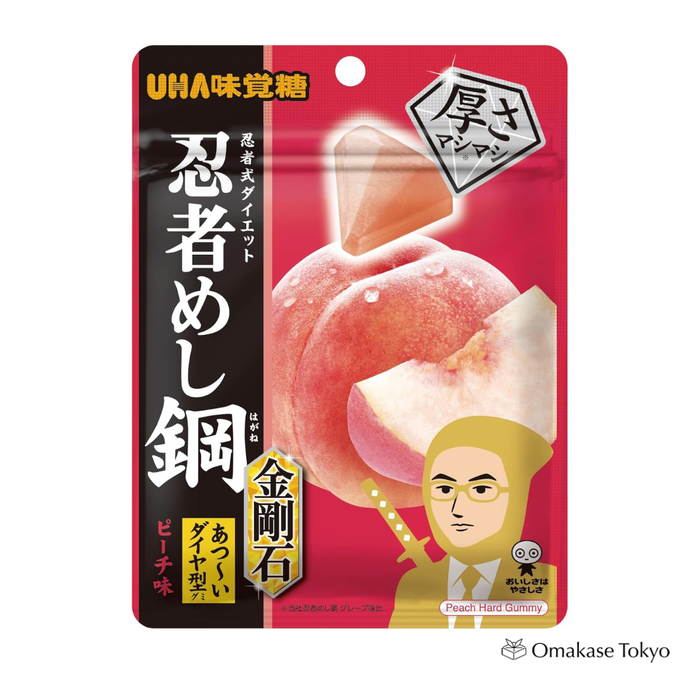 UHA Ninja Meishi Steel Kongoite Peach Gummy Candy, 45 g × 10 Bags