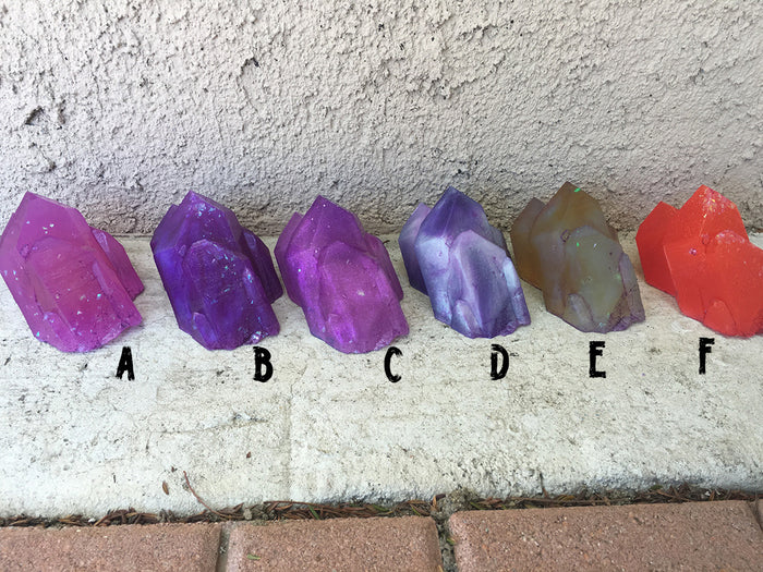 URETHANE GLOW IN THE DARK CRYSTAL- SMALL ( PURPLE AND ORANGE)