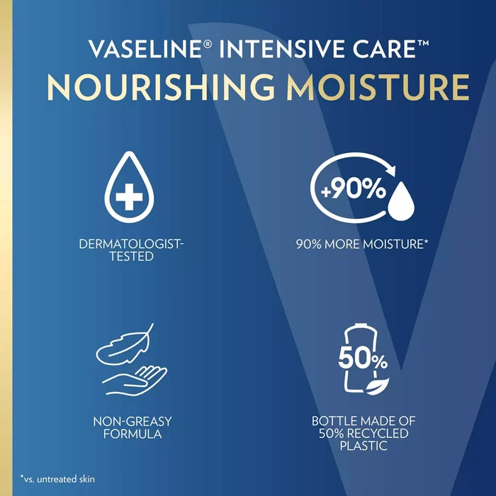 VASELINE Intensive Care Nourishing Moisture 48H Hydration Prevents Dryness Lotion فازلين لوشن العناية المكثفة بالترطيب المغذي 48 ساعة