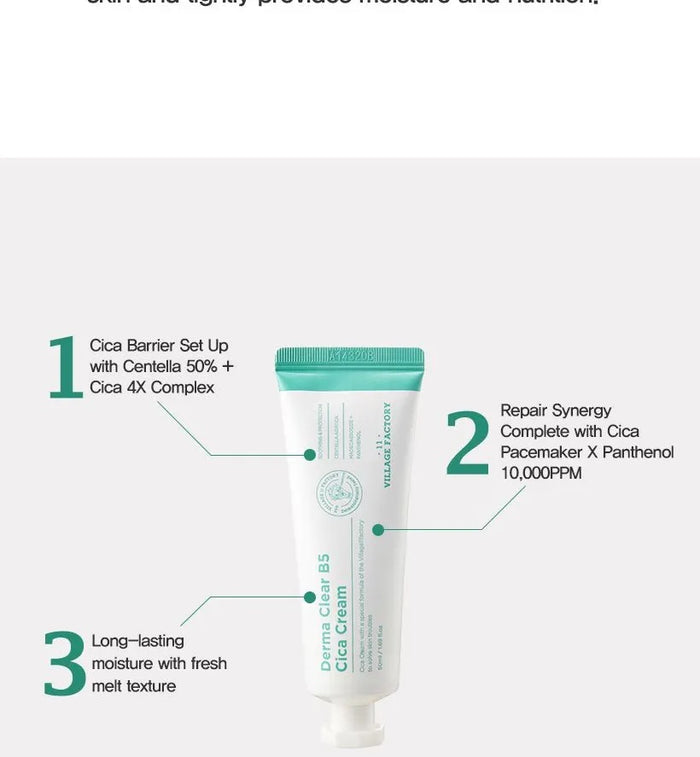 VILLAGE 11 FACTORY Derma Clear B5 Cica Cream كريم السيكا للبشرة