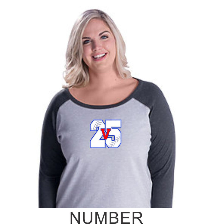 Vipers Curvy Ladies Number Raglan- Matte or Glitter