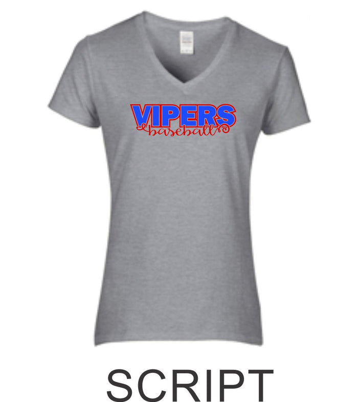 Vipers Ladies Short Sleeve Tee- 2 designs-Matte or Glitter