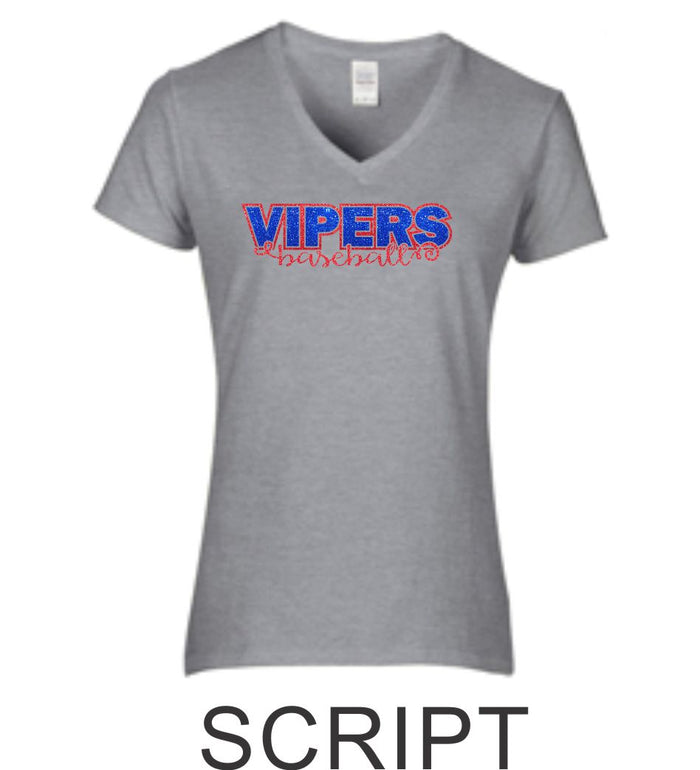 Vipers Ladies Short Sleeve Tee- 2 designs-Matte or Glitter