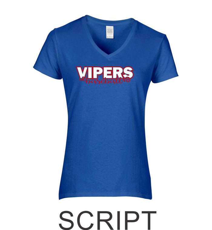 Vipers Ladies Short Sleeve Tee- 2 designs-Matte or Glitter