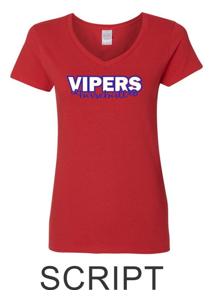 Vipers Ladies Short Sleeve Tee- 2 designs-Matte or Glitter