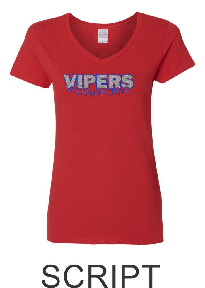 Vipers Ladies Short Sleeve Tee- 2 designs-Matte or Glitter