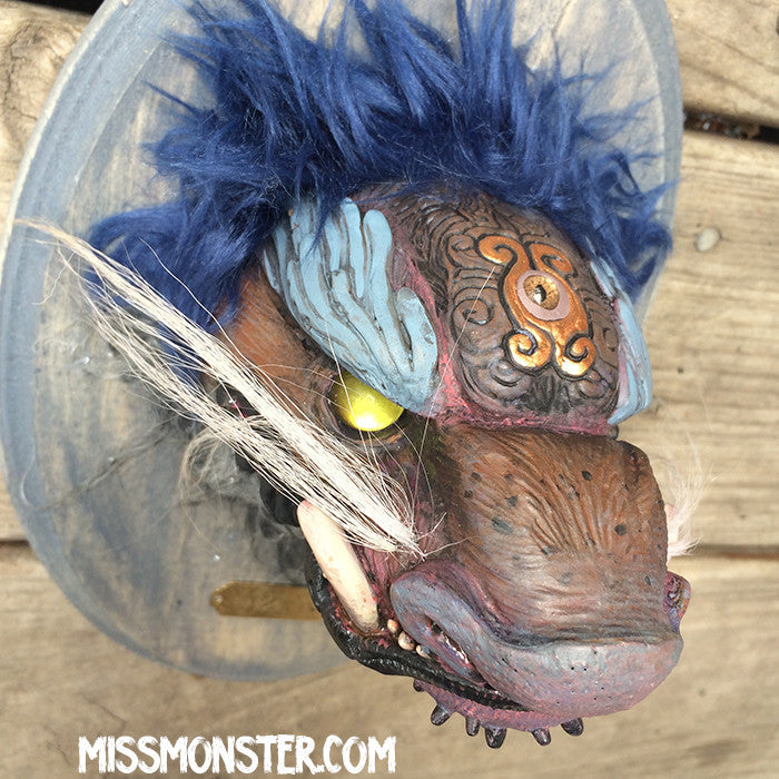 WALL MOUNTED CAST TAXIDERMY HEAD- BLUE