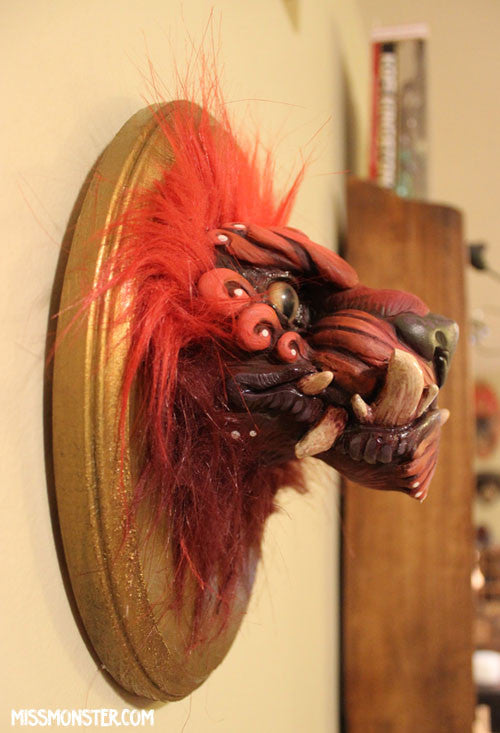 WALL MOUNTED TAXIDERMY FOO DOG BUST - RED OR BLUE