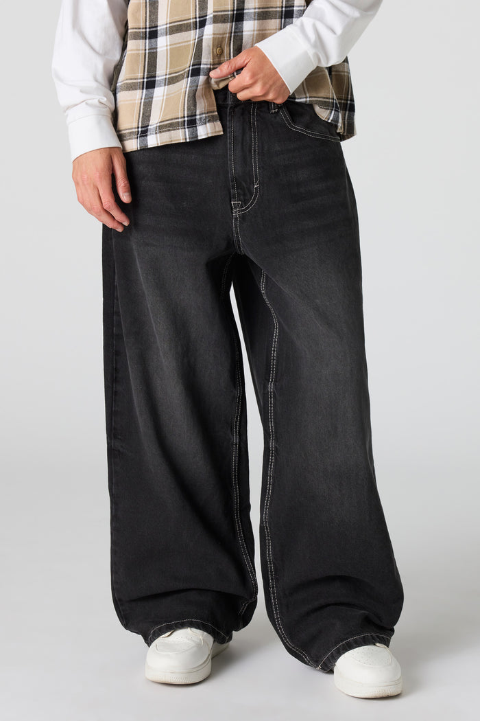 Wide Leg Washed Black Jean