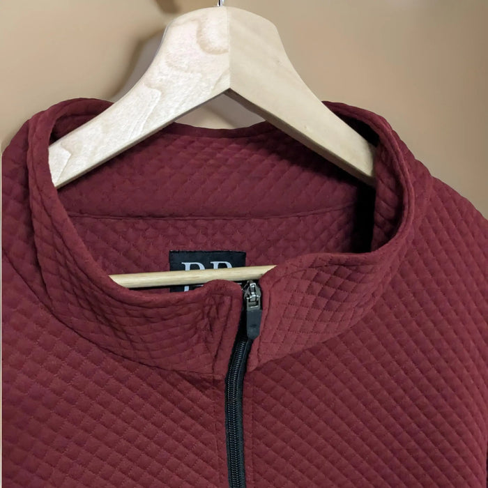 Winter Maroon Diamond Pattern Jacket
