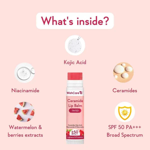 Wishcare Tinted Ceramide Lip Balm with SPF 50 PA+++ 5g