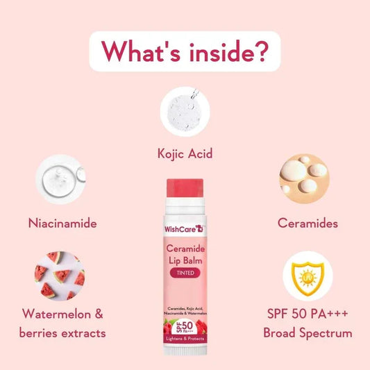 Wishcare Tinted Ceramide Lip Balm with SPF 50 PA+++ 5g