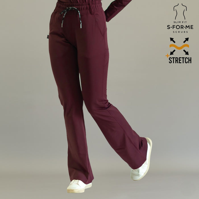 Women’s 915 Super Stretch Maroon Flare Scrub Pants