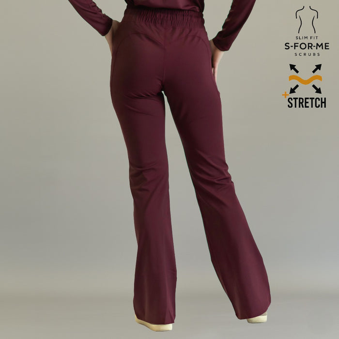 Women’s 915 Super Stretch Maroon Flare Scrub Pants