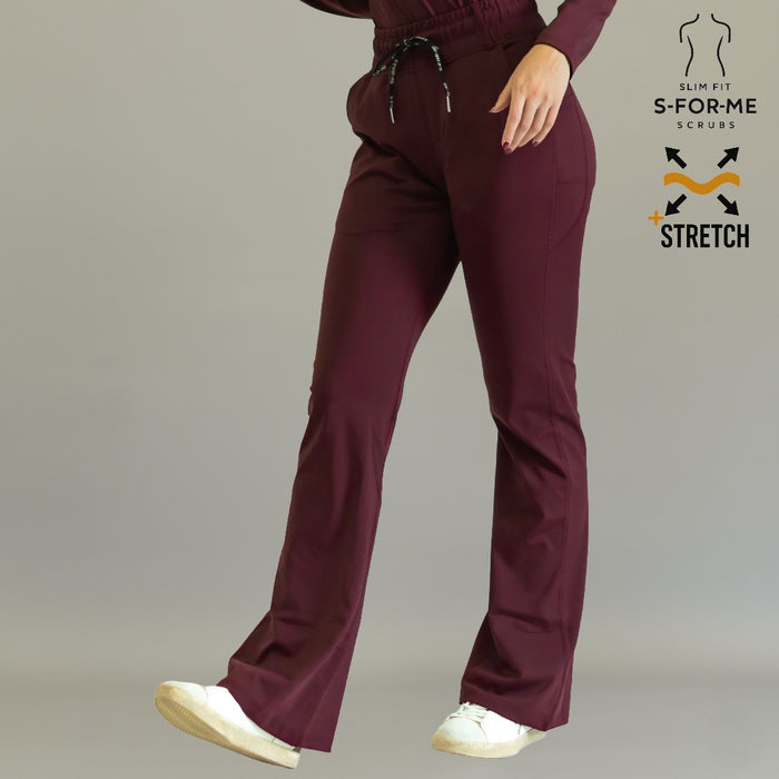 Women’s 915 Super Stretch Maroon Flare Scrub Pants