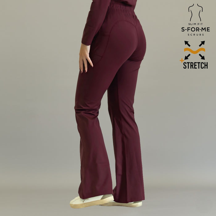 Women’s 915 Super Stretch Maroon Flare Scrub Pants