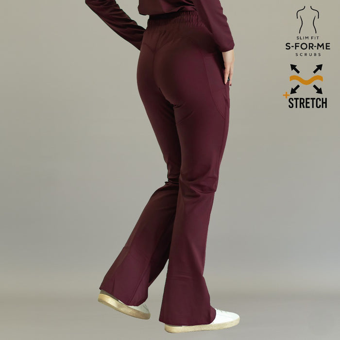 Women’s 915 Super Stretch Maroon Flare Scrub Pants